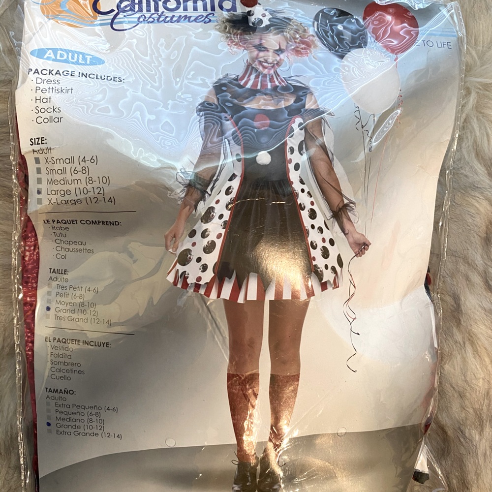 Twisted clown costume size 10/12 large
